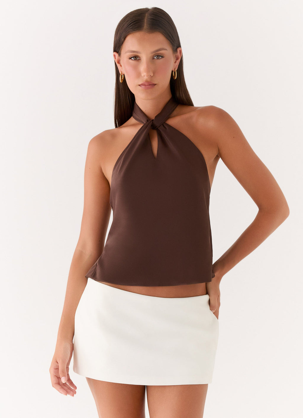 Maddox Scarf Top - Chocolate